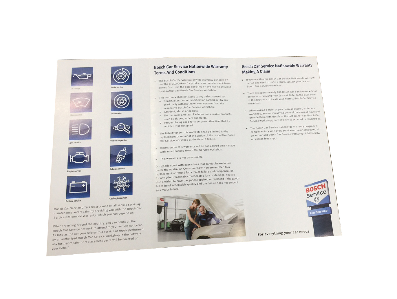 Bosch Car Service Nationwide Warranty Brochure Pack of 50 Bosch Store